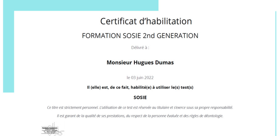 Test SOSIE : Un axe de développement des équipes - Certificat SOSIE Pearson