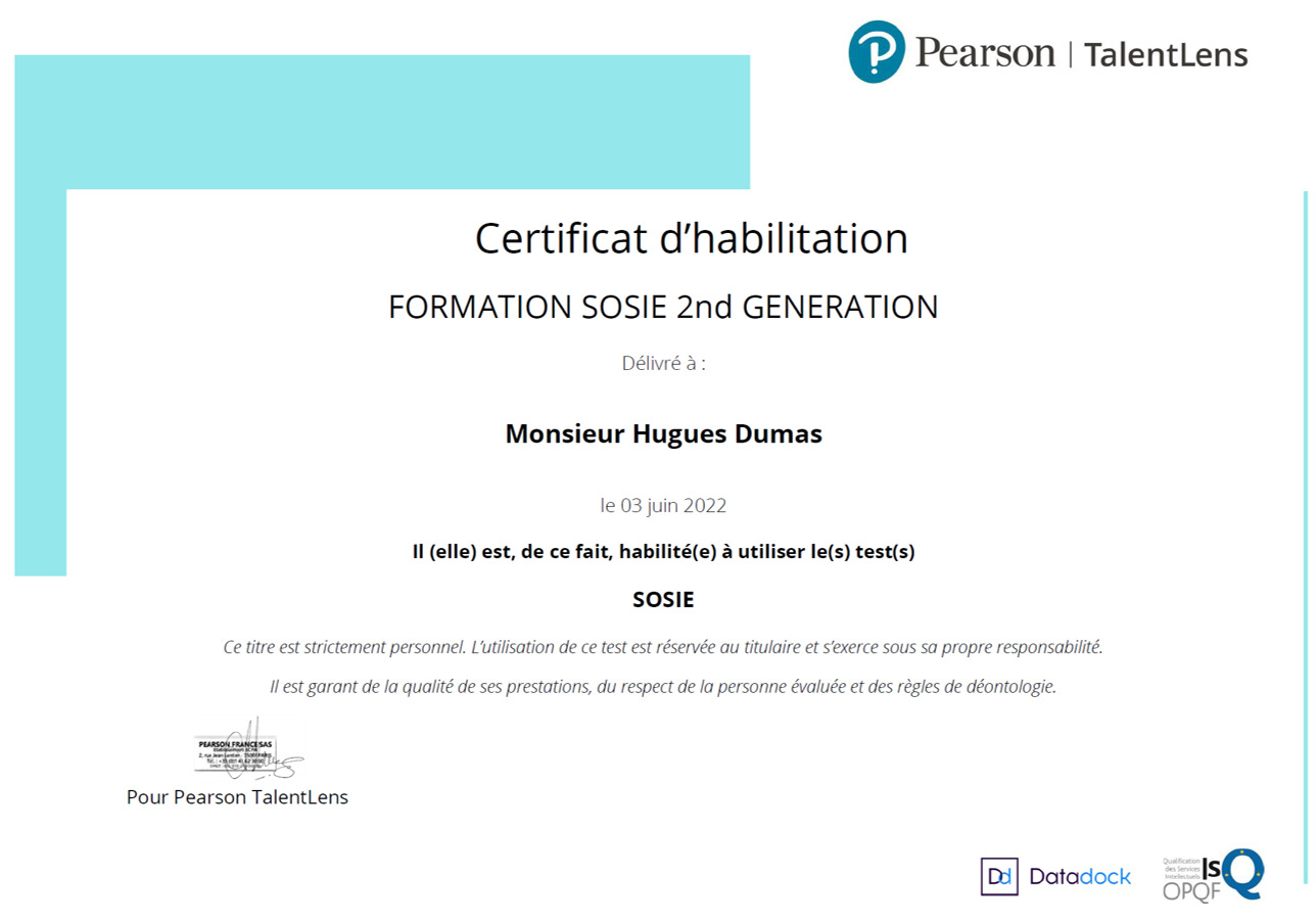 Test SOSIE un axe de développement des équipes MANAGERIA